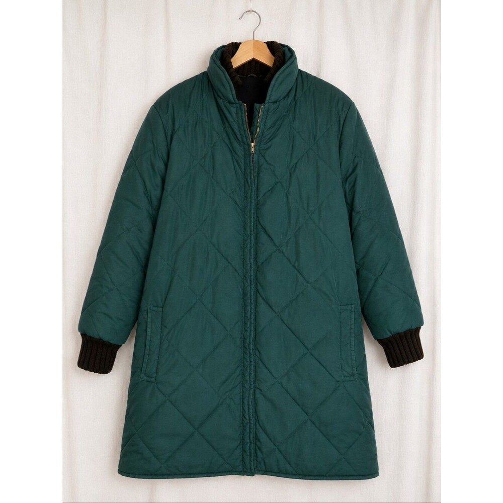 Vintage Sears Reversible Quilted Coat Green Brown Barn Utility Heritage Jacket